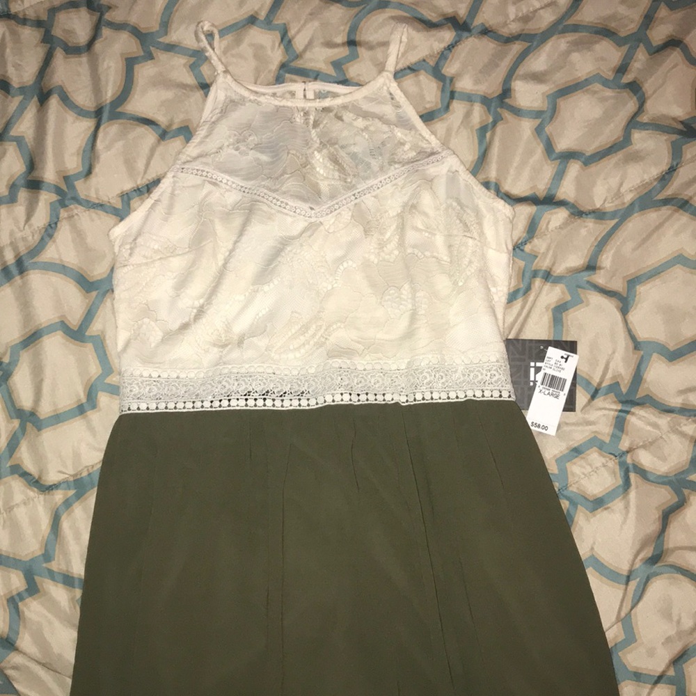 Cream and olive Maxi dress